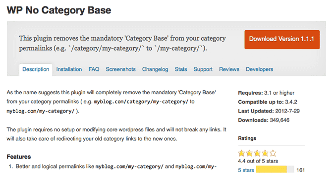 WordPress: Remove Category Base from URL